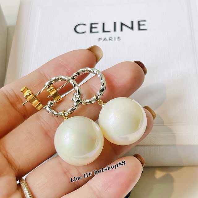 Celine專櫃2022新款配飾品賽琳珍珠耳釘耳環耳飾 zgb3238